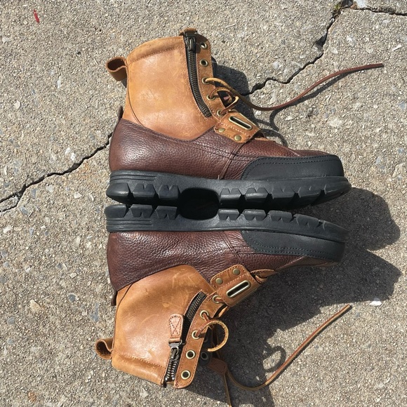 Polo Ralph Lauren Andres iii Lace Up buckle combat boots Sz 8 1/2 - Picture 5 of 10